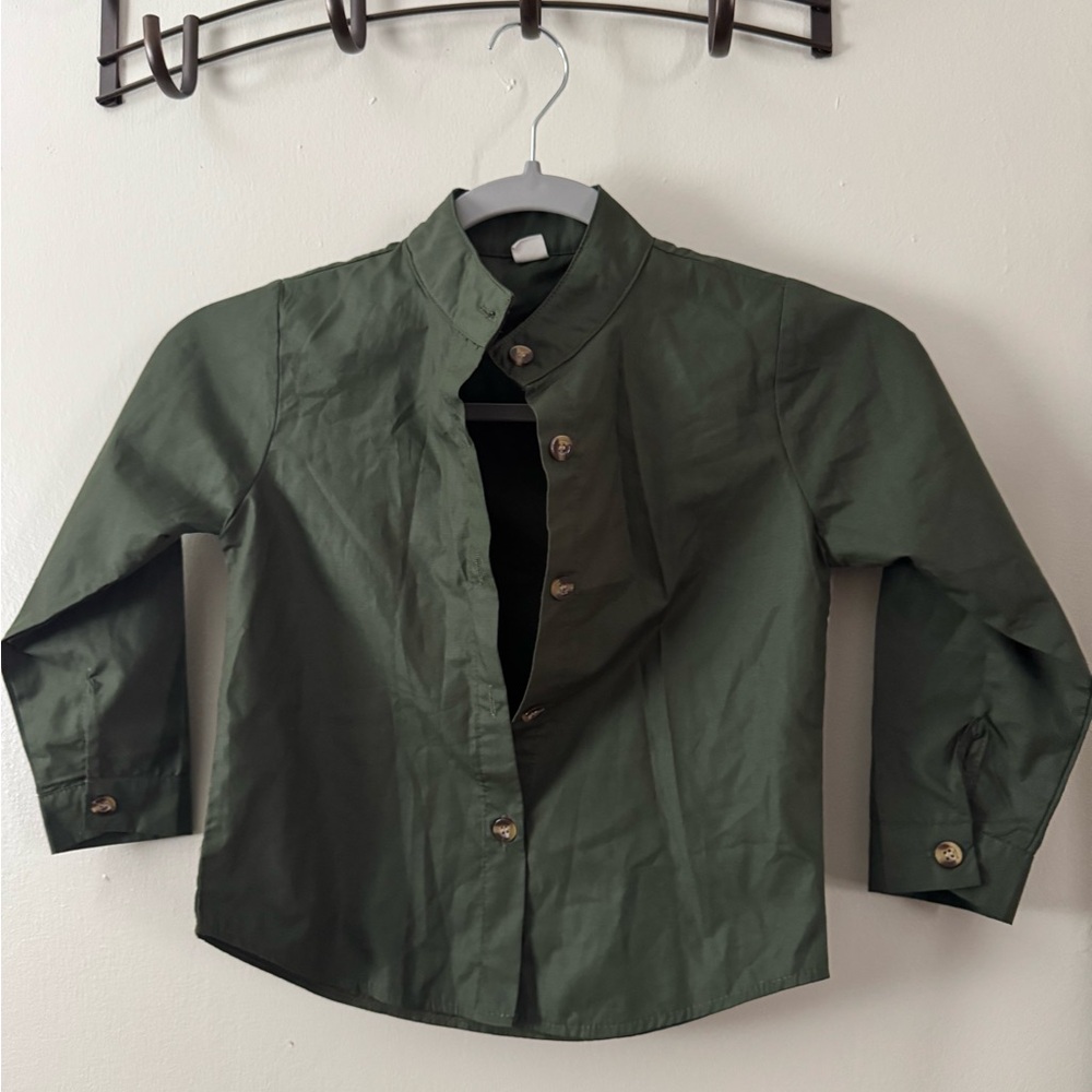 Kids Green Button-Up Shirt